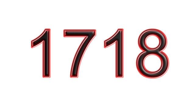 red 1718 number 3d effect white background