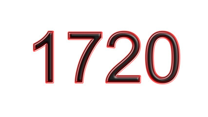 red 1720 number 3d effect white background