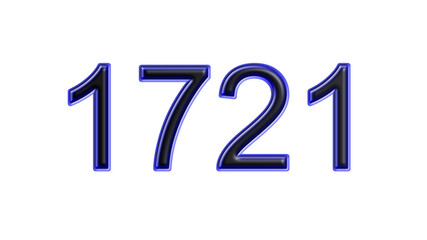 blue 1721 number 3d effect white background