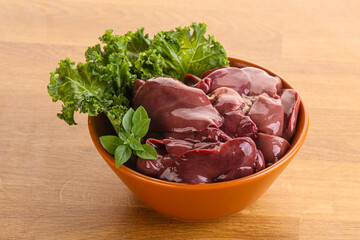 Raw chicken liver in the bowl
