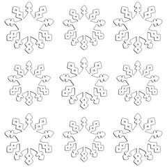 Obraz premium Snowflakes set on white background. Vector black and white coloring page