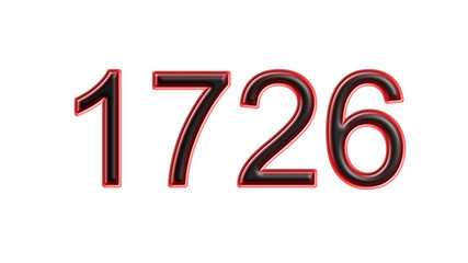 red 1726 number 3d effect white background