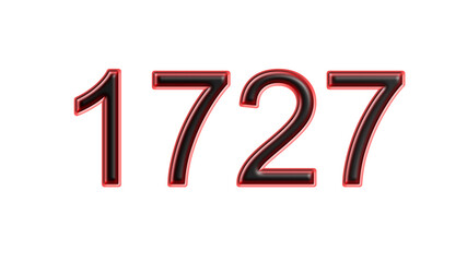 red 1727 number 3d effect white background