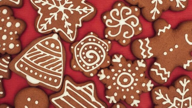 Christmas ginger handmade cookies background.