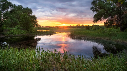 sunset over lake