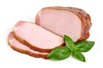 Smoked tenderloin, isolated on white background.
