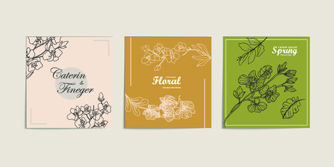 Flower line art concept for advertising and marketing feed sosmed