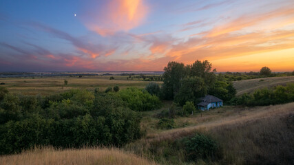 sunset over the field