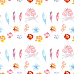 seamless pattern of watercolor air flowers. painted on paper with watercolors