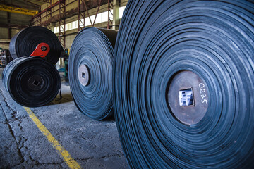 industrial production of rubber in rolls - obrazy, fototapety, plakaty