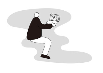 リモート通話をする人のイラスト