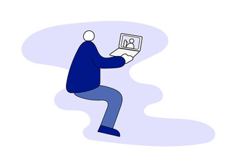 リモート通話をする人のイラスト