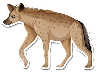 A sticker template of hyena cartoon character