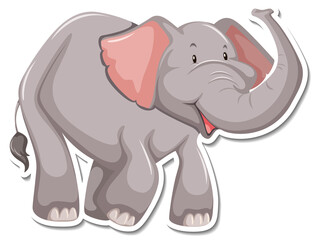 A sticker template of elephant cartoon character