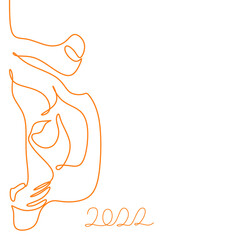 Tiger vector animal wild one line design. Chinese new year 2022 year of the tiger, line art