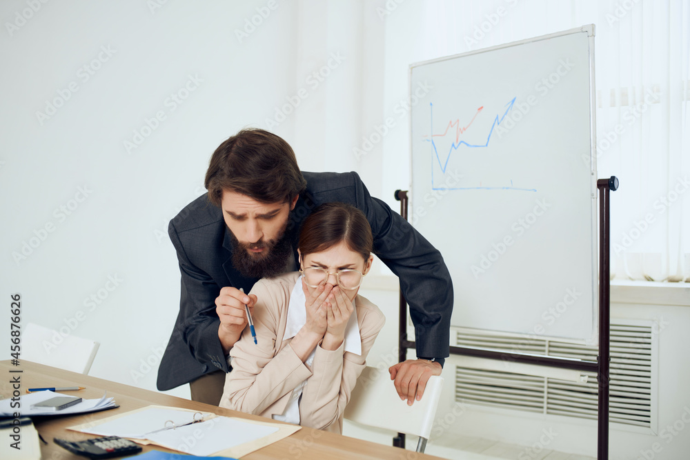 Wall mural boss harassing secretary harassment violence problem conflict