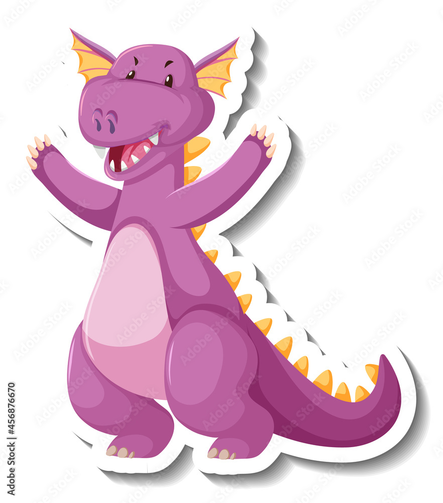 Sticker Cute purple dragon cartoon character sticker