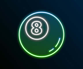 Glowing neon line Billiard pool snooker ball icon isolated on black background. Colorful outline concept. Vector