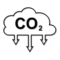 Icon carbon dioxide emissions Co2 cloud with a shadow. Business concept for reducing Co2 gas emissions