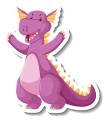 Cute purple dragon cartoon character sticker