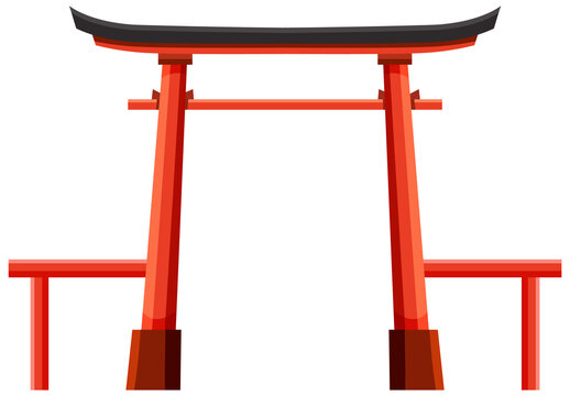 red torii gate, japanese architecture, simple style clip art preview