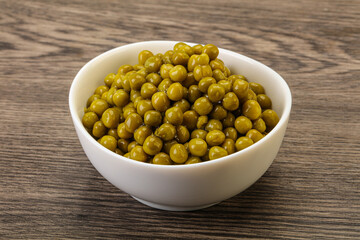 Marinated green pea in the bowl