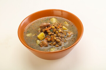 Lentil soup with chicken and vegetables