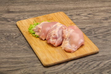 Raw chicken boneless and skinless leg