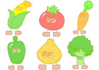 野菜のかわいいキャラクターイラストセット