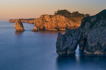 Hell cliffs, Llanes, Asturias, Spain. Composition of the Cantabrico sea with the rocks