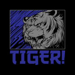Tiger Head monochrome Illustration