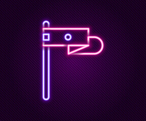 Glowing neon line Medieval flag icon isolated on black background. Country, state, or territory ruled by a king or queen. Colorful outline concept. Vector