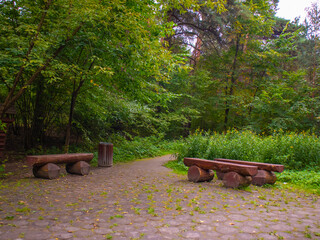A place to relax in an autumn park in nature.
