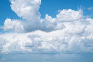 Heavenly landscape with cumulus clouds taken on a summer day in central Russia