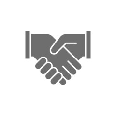 Business handshake, contract agreement, partnership grey icon.