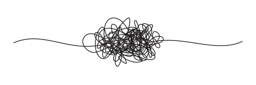 Tangled grungy round scribble isolated on white background