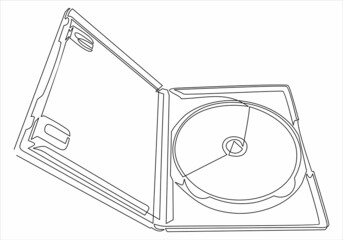 Fototapeta premium Open DVD case with DVD-continuous line drawing
