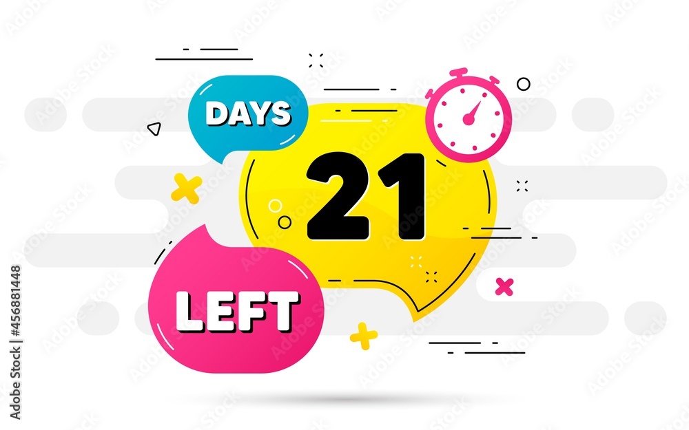 Poster twenty one days left icon. countdown number on abstract flow pattern. 21 days to go sign. count offe