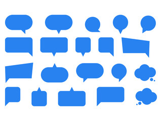 Set of blue speech bubbles icons