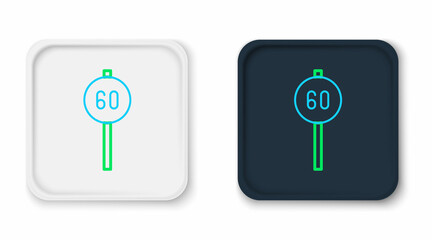 Line Speed limit traffic sign 60 km icon isolated on white background. Colorful outline concept. Vector