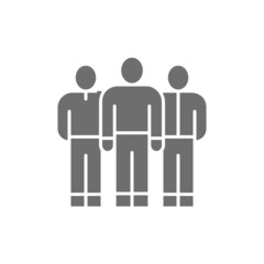 Business team, people group, company workers grey icon.