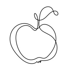 Drawing line apple on the white background. Vector