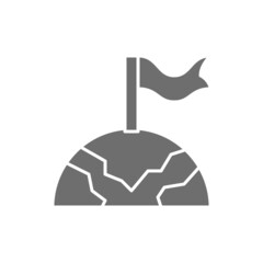 Globe with flag, south, navigation, earth, finish grey icon.