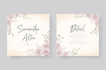 Beautiful flower wedding invitation card template