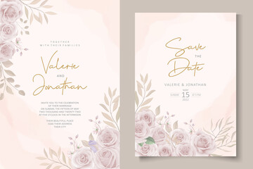 Beautiful flower wedding invitation card template