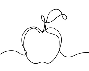 Drawing line apple on the white background. Vector