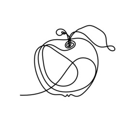 Drawing line apple on the white background