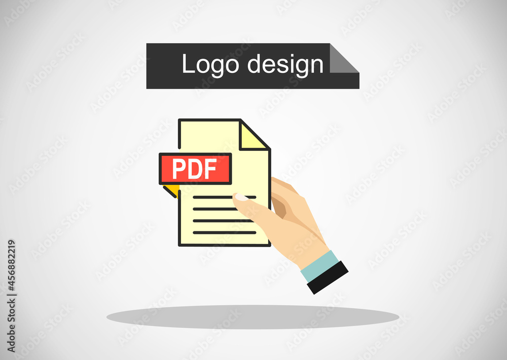 Poster flat vector illustration of hand exchanging file format pdf. flat icons