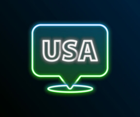 Glowing neon line USA Independence day icon isolated on black background. 4th of July. United States of America country. Colorful outline concept. Vector