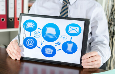 Email sending concept on a clipboard